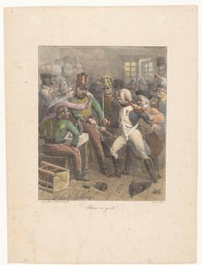 Dois soldados cruzam espadas num bar
Allons en garde! (título sobre o objecto)
Esboços litográficos (título da série)
Croquis litografiques (título da série)
