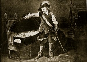 Cromwell vê o corpo de Charles I, ilustração da "História da nação britânica" de Hutchinson, c.1923 de Hippolyte Delaroche