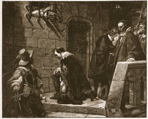 Lord Strafford no caminho para a execução, ilustração de "A Igreja da Inglaterra: uma história para o povo" por HDM Spence-Jones, pub. c.1910 (foto sépia) de Hippolyte Delaroche