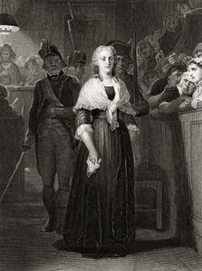 Maria Antonieta perante a Corte do Tribunal Revolucionário, em 14 de outubro de 1793, gravada por William French (c.1815-98) de Hippolyte Delaroche