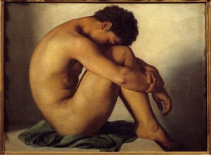 Estudo do jovem nu Pintura por Hypolithe Flandrin (1809-1864)