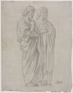 Duas Figuras em Pé (Estudo para a Seção Esquerda da Missão dos Apóstolos) de Hippolyte Jean Flandrin