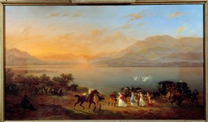 Ataque do carro de Josephine de Beauharnais, Madame Bonaparte, às margens do Lago Garda, por Barcos Austríacos, 30 de julho