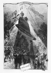 Frontispício de &39;Robur le Conquerant&39; por Jules Verne (1828-1905) Paris, Hetzel, 1886