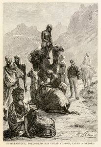 Passepartout, seguindo seu costume habitual, dá um passeio, de Volta ao Mundo em Oitenta Dias, de Júlio Verne (1828-1905), gravada por Adolphe François Pannemaker (1822-1900), 1873