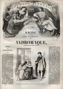 Tragédia andromática em cinco atos - gravura em "Oeuvres de Jean Racine" ilustrada por Pauquet e nota de Emile de La Bedolliere - 1851 de Hippolyte Louis Pauquet