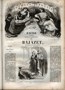 Tragédia Bajazet en cinq actes de Jean Racine gravada em "Oeuvres de Jean Racine" ilustrada por Pauquet e notada por Emile de La Bedolliere - 1851