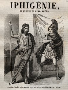 Iphigenie tragedie de Jean Racine - gravura em "Oeuvres de Jean Racine" ilustrada por Pauquet e nota de Emile de La Bedolliere - 1851