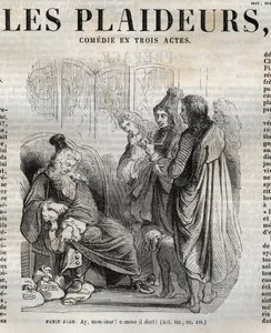 Les Plaideurs (1668) comédia em três atos - gravura em "Obras de Jean Racine" ilustrada por Pauquet e nota de Emile de La Bedolliere - 1851