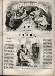 Phedre, de Jean Racine (1639-1699 - gravura em "Obras de Jean Racine" ilustrada por Pauquet e nota de Emile de La Bedolliere - 1851