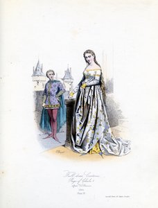 Mulher nobre de vestido cheio de Hippolyte Louis and Polydore Pauquet