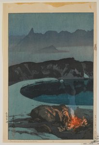 Acampamento em Washiha, da série, Twelve Scenes in the Japan Alps, Taisho era de Hiroshi Yoshida