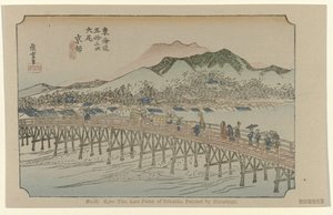 Quioto
N.º 55. Kyo, o último ponto do Tokaido, pintado por Hiroshige (título sobre o objecto)
De Tôkaidô van Hiroshige (título da série)
Hiroshige no fude Tôkaidô (título da série sobre o objecto)