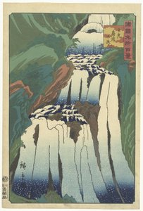 Cachoeira Kirifuri em Nikko Nikko Kirifuri no taki (título no objeto) Cem Rostos Famosos nas Províncias (título da série) Shokoku meisho hyakkei (título da série no objeto)