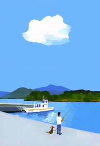 A pescar no porto. de Hiroyuki Izutsu