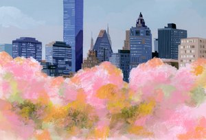 Nova Iorque e a cereja blossoms、2016， de Hiroyuki Izutsu