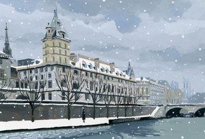 O Sena no Inverno, 2015 (Gouche em papel) de Hiroyuki Izutsu