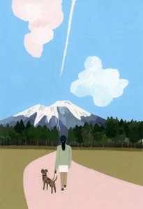 Caminhar com o cão e a nuvem de avião de Hiroyuki Izutsu