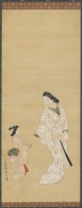 Yujo e uma garota, 1688-1697. de Hishikawa Morofusa
