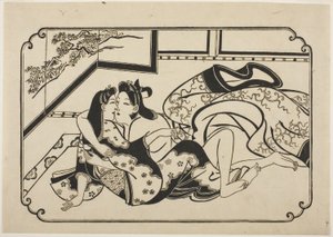 Amantes de flerte de Hishikawa Moronobu