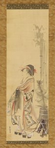 Garota jogando battledore e peteca, 1615-1868. de Hishikawa Sori