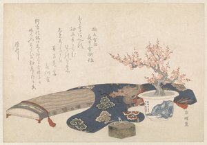 Natureza morta com koto de Hishikawa Sori