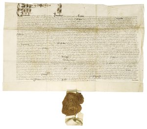 Documento assinado pela rainha Elizabeth I com o Grande Selo Real, 1564