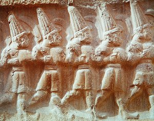 Detalhe da procissão dos Deuses Armados (pedra) de Hittite