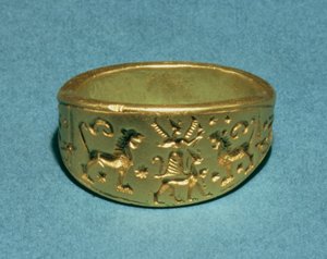Anel inscrito no script hieroglífico &39;Hittite&39; &39;Great Prince&39; (ouro)