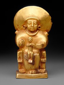 Deusa sentada com uma criança, c.1300 a.C. (ouro)