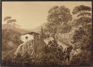 Paisagem italiana com um moinho de água de Hélène Boutourlin