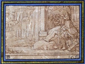 O Sábio (meditando). Desenho de Hobben. século 16. de Hobben