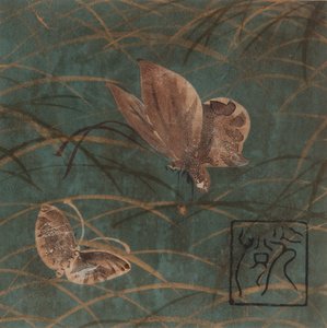 Borboletas e gramíneas, período Edo, início do século XVII.