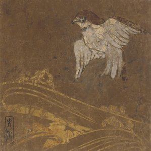 Ondas e pássaros, período Edo, final do século XVI e início do século XVII. de Hon