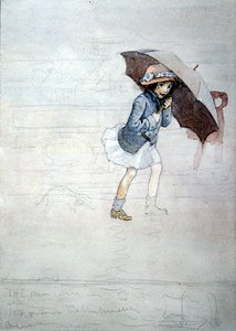 A Chuva (aquarela com cor de corpo e lápis sobre papel)