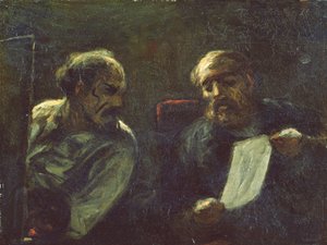 Uma discussão no estúdio, 1852-55 de Honoré Daumier