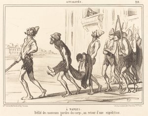 Em Nápoles: Desfile de... guarda-costas... de Honoré Daumier