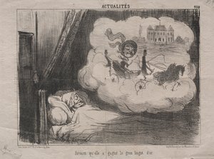 Atualidades 238: Sonhando que ela ganhou muitas barras de ouro, 1851. de Honoré Daumier