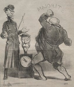 Actualidades prato 183: Experimentando a força, 1851. de Honoré Daumier