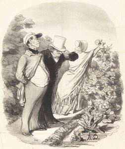 Vamos!... aqui está ela colhendo uma rosa para mim... de Honoré Daumier