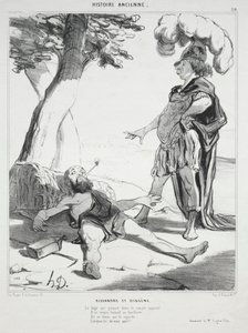 História Antiga, placa 20: Alexandre e Diógenes, 14 de agosto de 1842. de Honoré Daumier