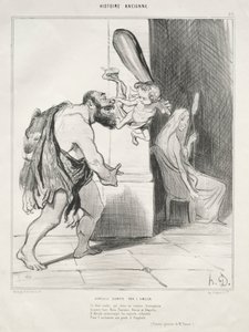 História antiga, ilustração 25: Hércules subjugado por Cupido, 18 de setembro de 1842. de Honoré Daumier