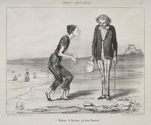 Esboços Aquáticos, placa 8: Madame la Baronne, é uma honra... de Honoré Daumier