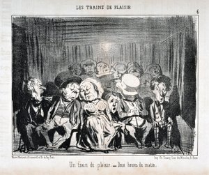 Obra de Honore Daumier (1808-1879) Charivari data de 1852: Serie LES TRAINS DE PLAISIR -Un train de plaisr. - Às duas horas da manhã. MUSEU DE BELAS ARTES - PALÁCIO LONGCHAMP, MARSEILLE de Honoré Daumier
