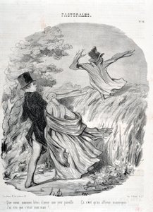 Obra de Honore Daumier (1808-1879). Charivari remonta a 1845: Serie PASTORALES "Como somos bons em ter tanto medo... "Eu pensava que ele era meu marido!" MUSEU DE BELAS ARTES - PALÁCIO LONGCHAMP, MARSEILLE de Honoré Daumier