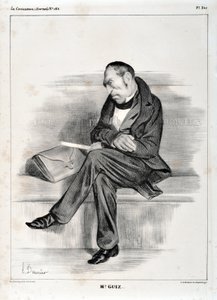 Obra de Honore Daumier (1808-1879). Charivari data de 1833: Serie Celebrites de la caricature "M. Guiz...". MUSEU DE BELAS ARTES - PALÁCIO LONGCHAMP, MARSEILLE de Honoré Daumier