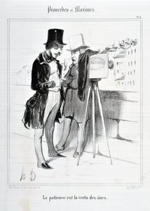 Obra de Honore Daumier (1808-1879). Charivari data de 1840: Serie PROVERBES ET MAXIMES "A paciência é a virtude dos burros" MUSEE DES BEAUX ARTS - PALAIS LONGCHAMP, MARSEILLE de Honoré Daumier