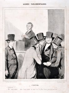 Obra de Honore Daumier (1808-1879). Charivari data de 1843: PARLAMENTÁRIO DA SERIE SCENES. A eleição "Nadar!!! "Ah meus amigos, meus bons amigos esta noite é o dia mais dia da minha vida!" MUSEU DE BELAS ARTES - PALÁCIO LONGCHAMP, MARSEILLE de Honoré Daumier