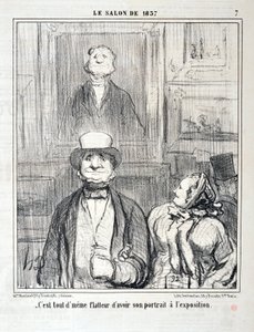Obra de Honore Daumier (1808-1879). Charivari data de 1857: Serie SALON DE 1857 "- Ainda é lisonjeiro ter o seu retrato na exposição" MUSEE DES BEAUX ARTS - PALAIS LONGCHAMP, MARSEILLE de Honoré Daumier