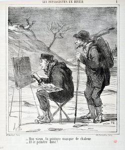 Obra de Honore Daumier (1808-1879). Charivari data de 1864: Serie LES LANDSAGISTS IN WINTER "- Meu velho, o teu quadro não tem calor - E o pintor assim! "MUSEU DE BELAS ARTES - PALÁCIO LONGCHAMP, MARSEILLE de Honoré Daumier